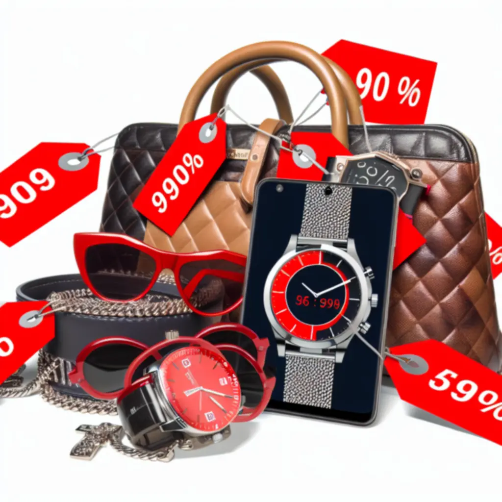 Akcesoria modowe oznaczone kolorowymi znaczkami rabatowymi