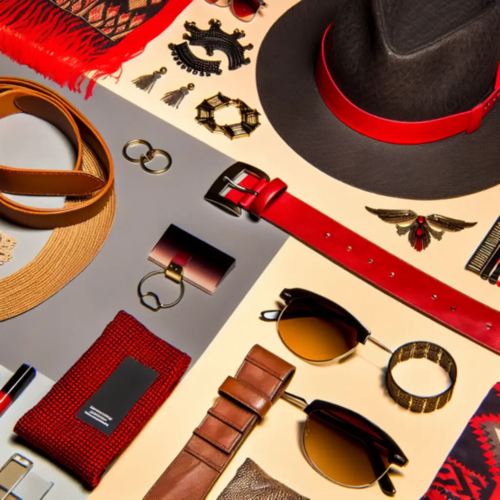 Starannie dobrany wybór akcesoriów modowych: paski, okulary, biżuteria i inne dodatki