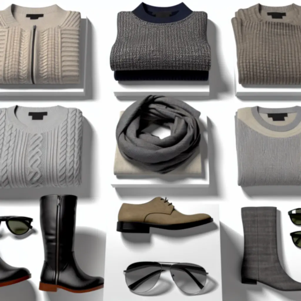 Sezonowa kolekcja lifestyle z ubraniami i dodatkami na różne pory roku